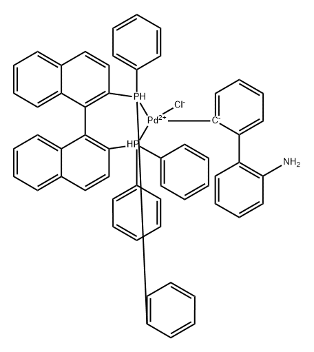 Chloro(2,2'-Bis(diphenylphosphino)-1,1'-binaphthyl )(2'-amino-1,1'-biphenyl-2-yl)palladium(II) 化学構造式