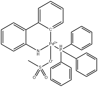 Palladium, [2'-(amino-κN)[1,1'-biphenyl]-2-yl-κC](methanesulfonato-κO)(triphenylphosphine)- Structure