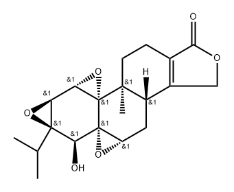 Trisoxireno[4b,5:6,7:8a,9]phenanthro[1,2-c]furan-1(3H)-one, 3b,4,4a,6,6a,7a,7b,8b,9,10-decahydro-6-hydroxy-8b-methyl-6a-(1-methylethyl)-, (3bS,4aS,5aS,6S,6aR,7aS,7bS,8aS,8bS)- Struktur