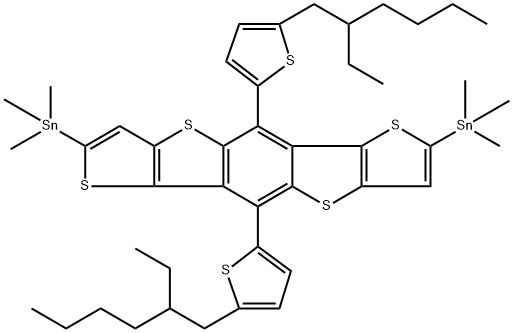 2,7-bis(trimethyltin)-5,10-bis[5-(2-ethylhexyl)-2-thienyl]dithieno[2,3-d:2',3'-d']benzo[1,2-b:4,5-b']dithiophene Struktur