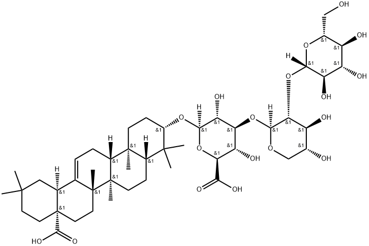 Oleanolic acid -3-O-glucosyl(1-2)xylyl(1-3)glucosiduronic acid Struktur