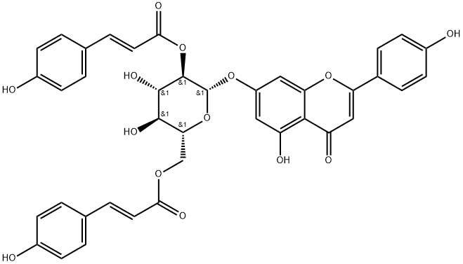 Apigenin 7-O-(2'',6''-di-O-E-p-coumaroyl)glucoside Structure