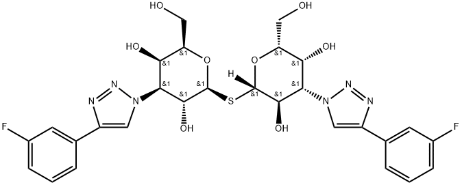 ビス[3-[[3-(3-フルオロフェニル)-1H-1,2,3-トリアゾール-3-イウム]-1-イル]-3-デオキシ-β-D-ガラクトピラノシル]スルホキシド 化学構造式