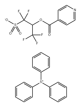 Sulfonium, triphenyl-, salt with 1-(difluorosulfomethyl)-2,2,2-trifluoroethyl 4-pyridinecarboxylate (1:1) Struktur