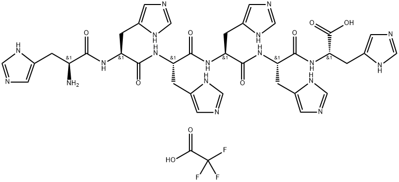 L-Histidine, L-histidyl-L-histidyl-L-histidyl-L-histidyl-L-histidyl-, 2,2,2-trifluoroacetate (1:7) Struktur
