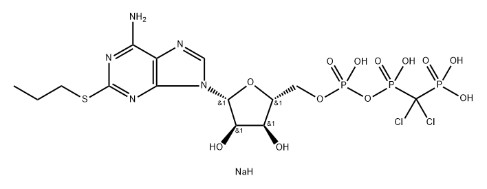 5'-Adenylic acid, 2-(propylthio)-, monoanhydride with (dichloromethylene)bis[phosphonic acid], tetrasodium salt (9CI)|化合物 ARL-67085
