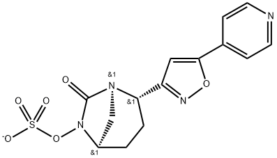 Sulfuric acid, mono[(1R,2S,5R)-7-oxo-2-[5-(4-pyridinyl)-3-isoxazolyl]-1,6-diazabicyclo[3.2.1]oct-6-yl] ester, ion(1-),1463502-70-6,结构式