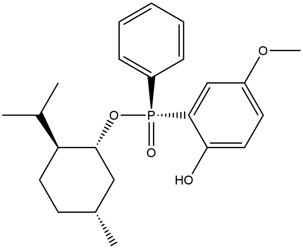 (Rp)-(-)-Menthyl phenyl-2-hydroxy-5- methoxy-phenyl phosphinate,1464049-12-4,结构式