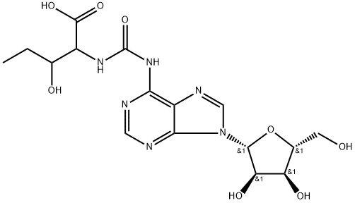 Norvaline, 3-hydroxy-N-[[(9-β-D-ribofuranosyl-9H-purin-6-yl)amino]carbonyl]- (9CI) Structure