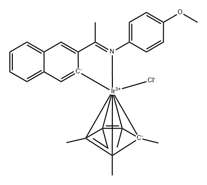 Chloro(pentamethylcyclopentadienyl){2-{1-[(4-methoxyphenyl)imino-kN]ethyl}naphthyl-kC}iridium(III) Struktur