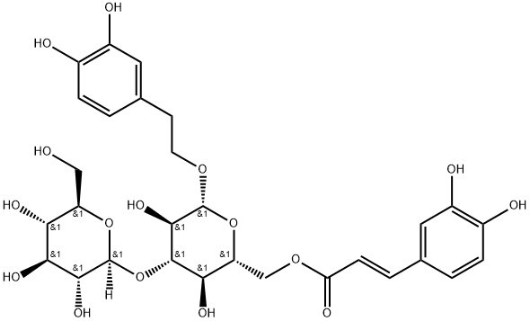 3,4-Dihydroxyphenethyl 3-O-β-D-glucopyranosyl-6-O-(3,4-dihydroxycinnamoyl)-β-D-glucopyranoside Structure