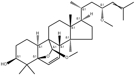 19-Norlanosta-6,24-diene-9-carboxaldehyde, 3,5-dihydroxy-23-methoxy-, cyclic 9,5-(methyl acetal), (αS,3β,5β,9β,10α,23R)- Structure