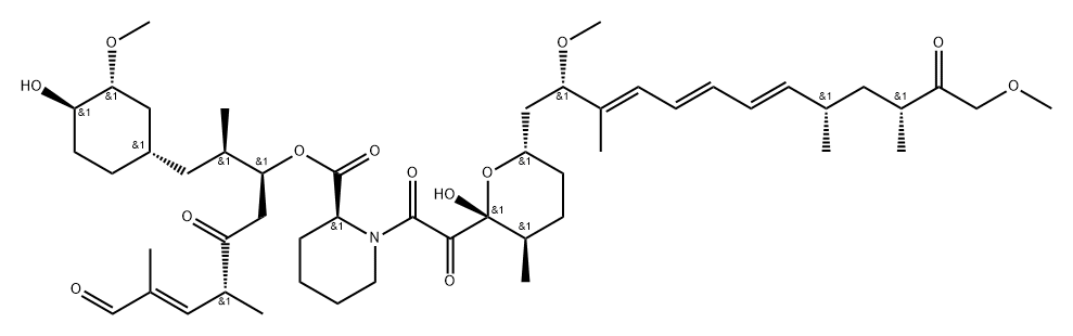 2-Piperidinecarboxylic acid, 1-[[(2R,3R,6S)-6-[(2S,3E,5E,7E,9S,11R)-2,13-dimethoxy-3,9,11-trimethyl-12-oxo-3,5,7-tridecatrienyl]tetrahydro-2-hydroxy-3-methyl-2H-pyran-2-yl]oxoacetyl]-, (1S,4R,5E)-1-[(1R)-2-[(1S,3R,4R)-4-hydroxy-3-methoxycyclohexyl]-1-meth Structure
