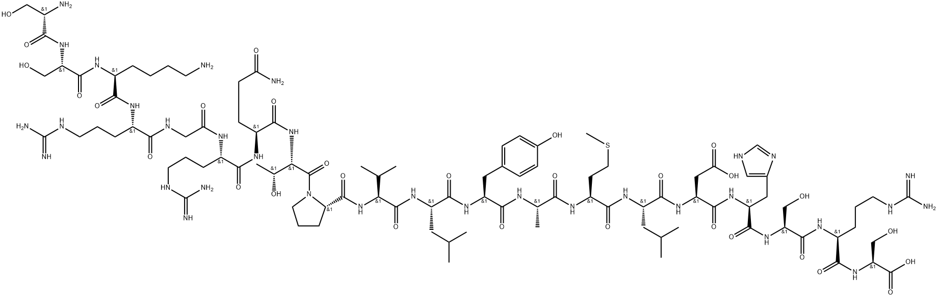 L-Serine, L-seryl-L-seryl-L-lysyl-L-arginylglycyl-L-arginyl-L-glutaminyl-L-threonyl-L-prolyl-L-valyl-L-leucyl-L-tyrosyl-L-alanyl-L-methionyl-L-leucyl-L-α-aspartyl-L-histidyl-L-seryl-L-arginyl- Struktur