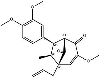 (6-外型,7-内型)-7-(3,4-二甲氧基苯基)-3-甲氧基-6-甲基-5-(2-丙烯基)-双环[3.2.1]辛-3-烯-2,8-二酮,147976-35-0,结构式