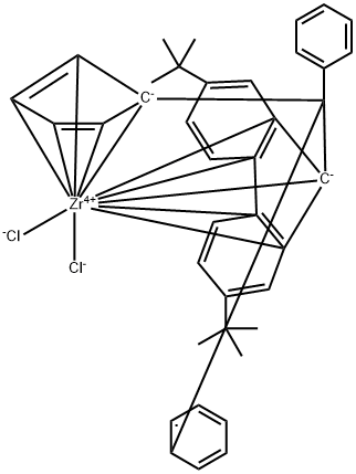 二苯亚甲基环戊二烯(2,7-二叔丁基-芴基)二氯化锆, 148423-37-4, 结构式