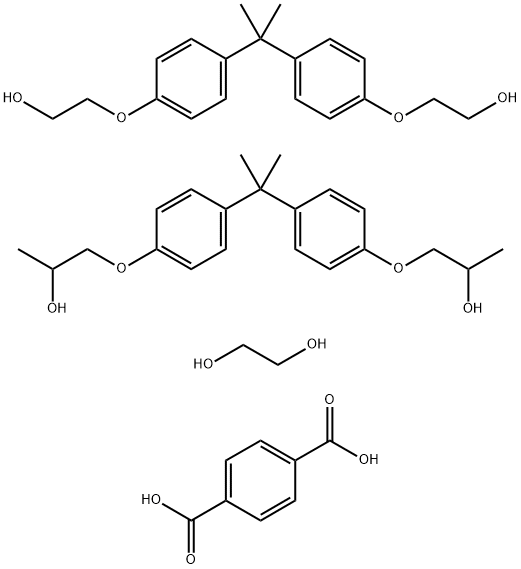 1,4-Benzenedicarboxylic acid polymer with 1,2-ethanediol, 2,2-[(1-methyl ethylidene)bis(4,1-phenyleneoxy)] bis[ethanol] and 1,1-[(1-methylethylidene) bis(4,1-phenyleneoxy)] bis[2-propanol] Structure