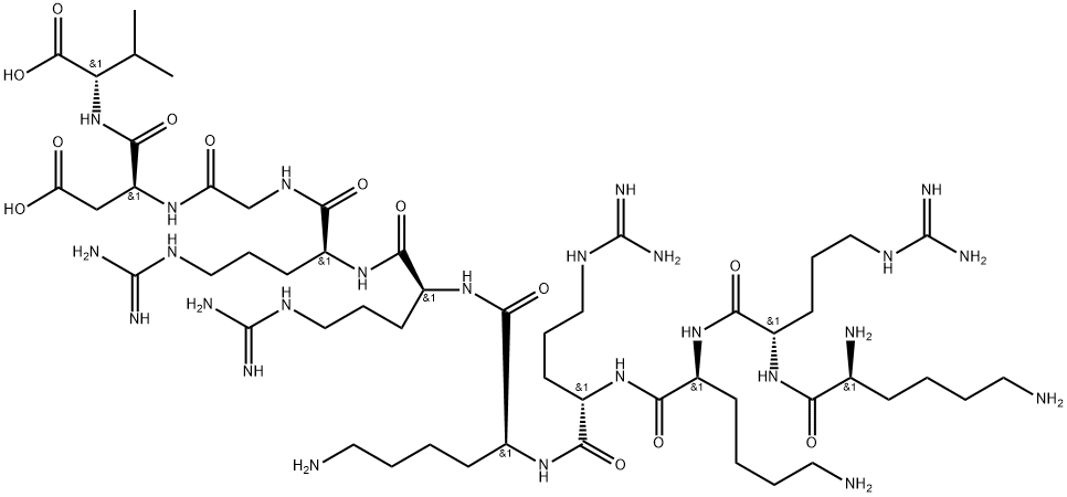 Bifunctional Antiplatelet Agent H(-Lys-Arg)3-Arg-Gly-Asp-Val-OH Struktur