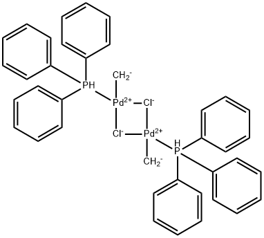 Di-μ-chlorodimethylbis(triphenylphosphine)dipalladium 96% Struktur