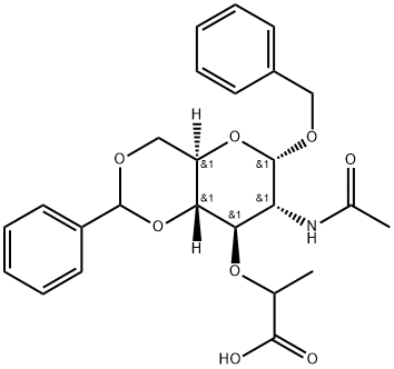 Benzyl 2-AcetaMido-3-O-(1-carboxyethyl)4,6-O-benzylidene-2-deoxy-α-D-glucopyranoside (Mixture of DiastereoMers) Structure