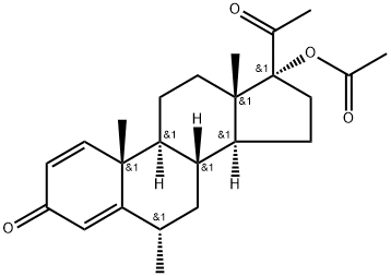 Pregna-1,4-diene-3,20-dione, 17-(acetyloxy)-6-methyl-, (6α)- Structure
