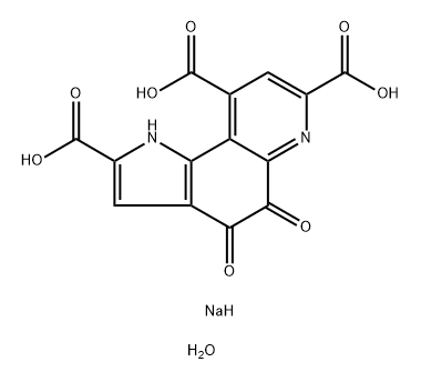 1H-Pyrrolo[2,3-f]quinoline-2,7,9-tricarboxylic acid, 4,5-dihydro-4,5-dioxo-, sodium salt, hydrate (1:2:3) 结构式