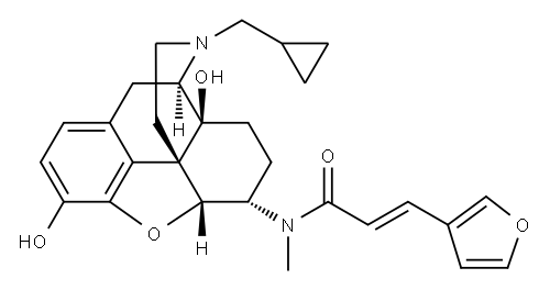 (E)-N-[(4R,4aS,7S,7aR,12bS)-3-(cyclopropylmethyl)-4a,9-dihydroxy-1,2,4,5,6,7,7a,13-octahydro-4,12-methanobenzofuro[3,2-e]isoquinoline-7-yl]-3-(furan-3-yl)-N-methylprop-2-enamide Struktur