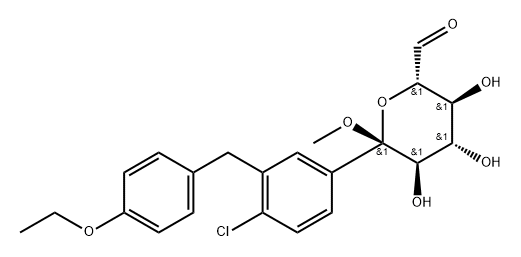 (2S,3S,4S,5R,6S)-6-(4-Chloro-3-(4-ethoxybenzyl)phenyl)-3,4,5-trihydroxy-6-methoxytetrahydro-2H-pyran-2-caboxaldehyde Structure