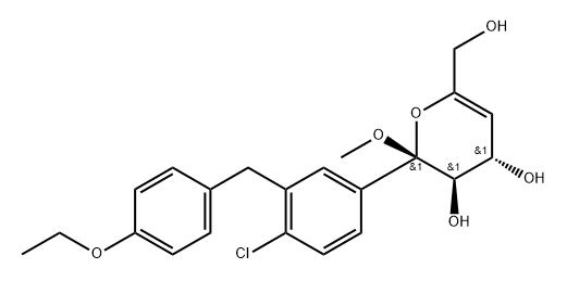 (2S,3R,4S)-2-(4-Chloro-3-(4-ethoxybenzyl)phenyl)-6-(hydroxymethyl)-2-methoxy-3,4-dihydro-2H-pyran-3,4-diol Struktur