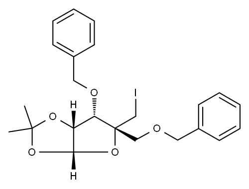 4-C-(Iodomethyl)-1,2-di-O-(1-methylethylidene)-3,5-bis-O-(phenylmethyl)--D-ribofuranose Structure