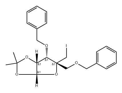 4-C-(Iodomethyl)-1,2-di-O-(1-methylethylidene)-3,5-bis-O-(phenylmethyl)--D-ribofuranose Structure