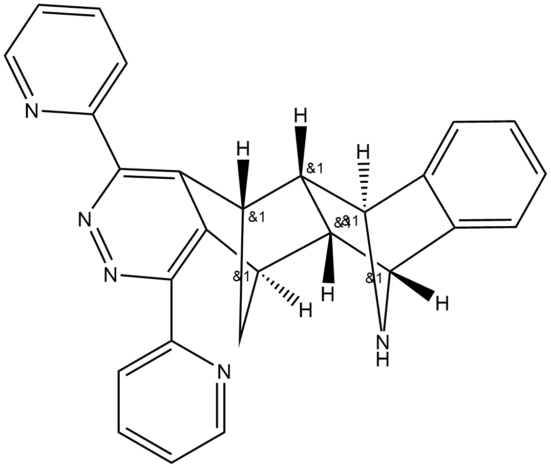 6,11-Imino-5,12-methanonaphtho[2,3-g]phthalazine, 5,5a,6,11,11a,12-hexahydro-1,4-di-2-pyridinyl-, (5R,5aR,6R,11S,11aS,12S)-rel- Struktur