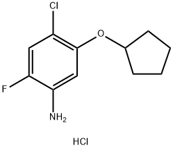 BENZENAMINE, 4-CHLORO-5-(CYCLOPENTYLOXY)-2-FLUORO-, HYDROCHLORIDE (1:1), 153390-60-4, 结构式