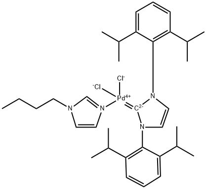 钯,[1,3-双[2,6-双(1-甲基乙基)苯基]-1,3-二氢-2H-咪唑-2-亚基](1-丁基-1H-咪唑-ΚN3)二氯-,(SP-4-1), 1537173-01-5, 结构式