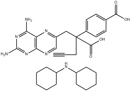 6-Pteridinepropanoic acid, 2,4-diamino-α-(4-carboxyphenyl)-α-2-propyn-1-yl- (N-cyclohexylcyclohexanamine) Structure