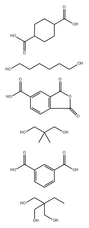 1,3-Benzenedicarboxylic acid, polymer with 1,4-cyclohexanedicarboxylic acid, 1,3-dihydro-1,3-dioxo-5-isobenzofurancarboxylic acid, 2,2-dimethyl-1,3-propanediol, 2-ethyl-2-(hydroxymethyl)-1,3-propanediol and 1,6-hexanediol Struktur
