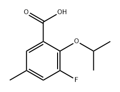 3-氟-2-异丙氧基-5-甲基苯甲酸, 1550665-55-8, 结构式