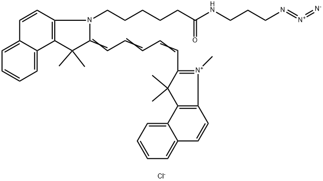 1H-Benz[e]indolium, 2-[5-[3-[6-[(3-azidopropyl)amino]-6-oxohexyl]-1,3-dihydro-1,1-dimethyl-2H-benz[e]indol-2-ylidene]-1,3-pentadien-1-yl]-1,1,3-trimethyl-, chloride (1:1) Structure