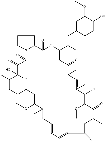 23,27-Epoxy-1H,3H-pyrrolo2,1-c1,4oxaazacyclohentriacontine-1,5,11,28,29(4H,6H)-pentone, 9,10,12,13,14,21,22,23,24,25,26,27,31,32,33,33a-hexadecahydro-9,27-dihydroxy-3-(1R)-2-(1S,3R,4R)-4-hydroxy-3-methoxycyclohexyl-1-methylethyl-10,21-dimethoxy-6,8,12,14, Structure