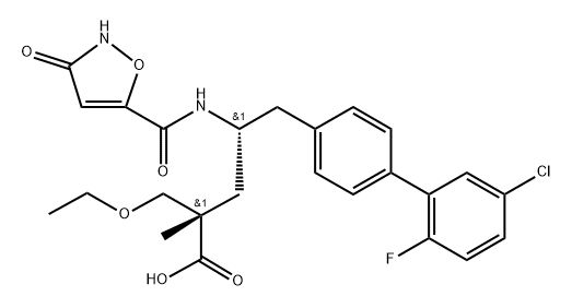 [1,1'-Biphenyl]-4-pentanoic acid, 5'-chloro-γ-[[(2,3-dihydro-3-oxo-5-isoxazolyl)carbonyl]amino]-α-(ethoxymethyl)-2'-fluoro-α-methyl-, (αS,γR)- 结构式