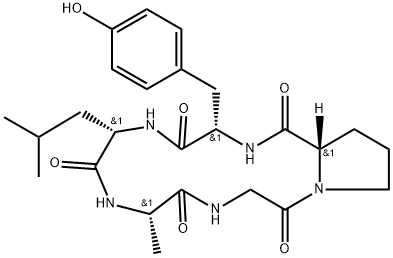 Cyclo(L-alanylglycyl-L-prolyl-L-tyrosyl-L-leucyl) Struktur