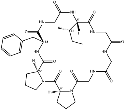 Cyclo(glycylglycylglycyl-L-prolyl-L-prolyl-L-phenylalanylglycyl-L-isoleucyl) Structure