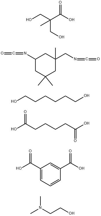 1,3-Benzenedicarboxylic acid, polymer with hexanedioic acid, 1,6-hexanediol, 3-hydroxy-2-(hydroxymethyl)-2-methylpropanoic acid and 5-isocyanato-1-(isocyanatomethyl)-1,3,3-trimethylcyclohexane, compd. with 2-(dimethylamino)ethanol Structure