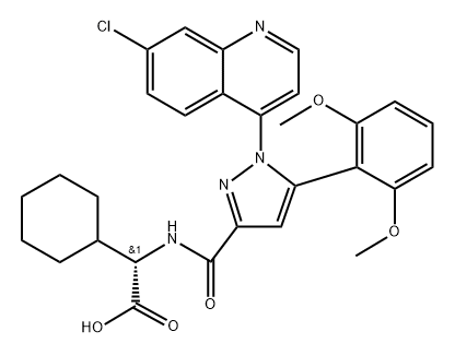 156579-04-3 (2S)-2-[[1-(7-CHLOROQUINOLIN-4-YL)-5-(2,6-DIMETHOXYPHENYL)PYRAZOLE-3-CARBONYL]AMINO]-2-CYCLOHEXYLACETIC ACID