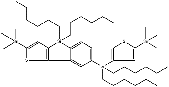 2,7-Bis(trimethylstannyl)-benzo[1,2-b:4,5-b]bis(4,4'-dioctyl-4H-silolo[3,2-b]thiophene) Struktur
