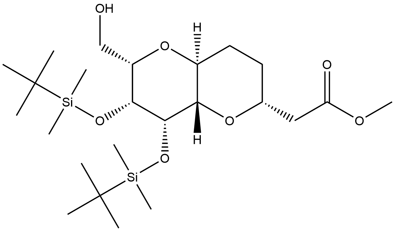 methyl 2-((2R,4aS,6S,7R,8S,8aS)-7,8-bis((tert-butyldimethylsilyl)oxy)-6-(hydroxymethyl)octahydropyrano[3,2-b]pyran-2-yl)acetate Structure
