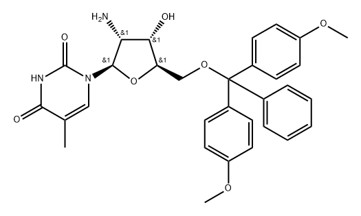 2'-Amino-2'-deoxy-5'-O-(4,4'-dimethoxytrityl)-5-methyluridine Structure