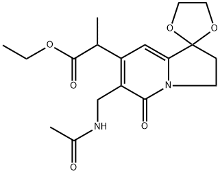 6'-[(Acetylamino)methyl]-2',3'-dihydro-α-methyl-5'-oxospiro[1,3-dioxolane-2,1'(5'H)-indolizine]-7'-acetic Acid Ethyl Ester,1586782-22-0,结构式