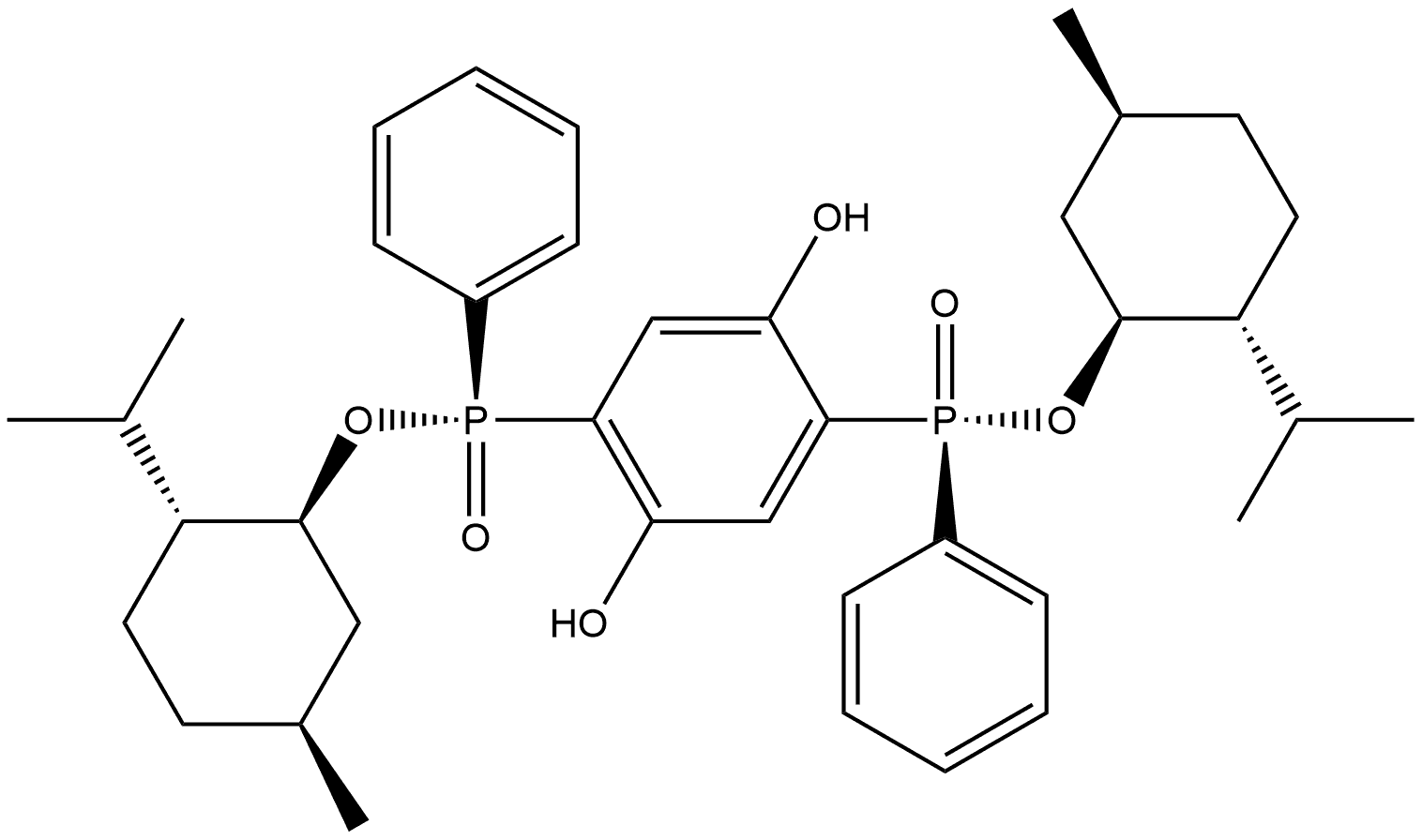 (Rp)-Di-(-)-menthyl phenyl(phenyl) (2,5-di hydroxyphenyl)-bis-(phosphinate) Structure