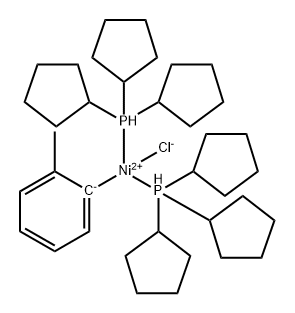 trans-Bis(tricyclopentylphosphine)(2-methylphenyl)nickel(II) chloride Struktur